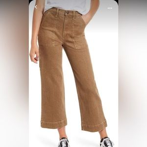 Wrangler wide leg cropped utility pants